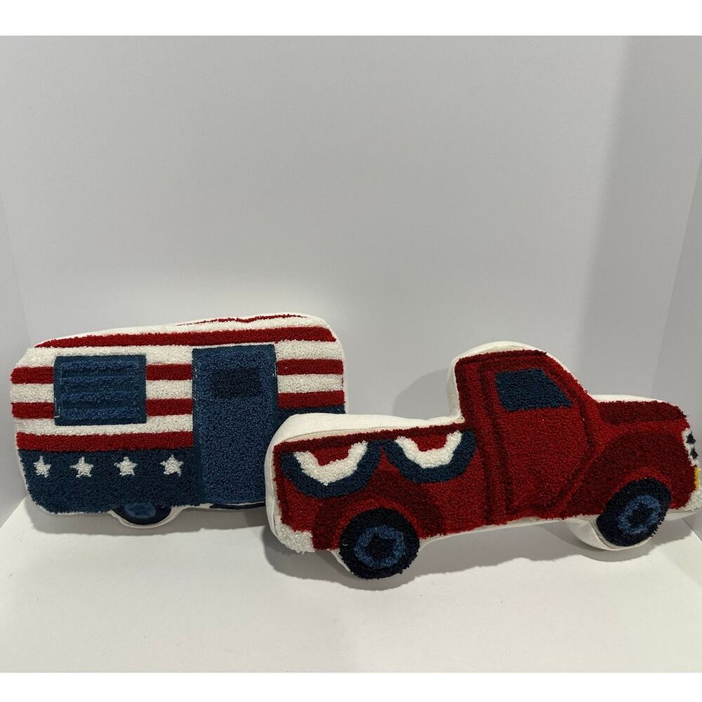 2 Small Decorative Pillows July 4th Patriotic Red white and Blue